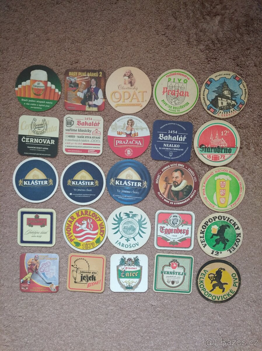 Pivní tácky českých pivovarů 25 ks