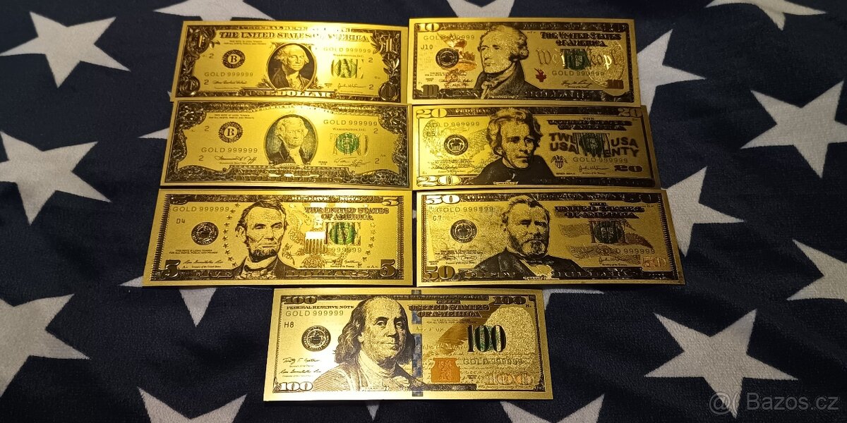 Kompletní sbírka pozlacených USA dolarů. RARE