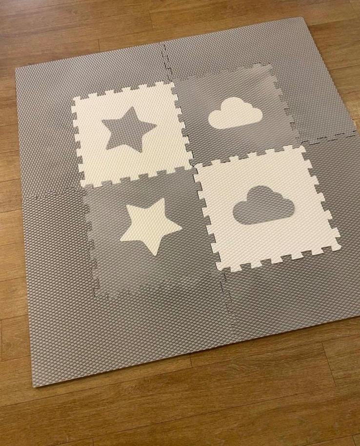 Pěnové puzzle/podložka na hraní pro děti, šedobílé