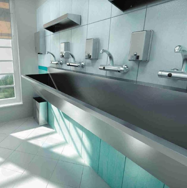 Nový, nerezový umývací žlab, dvojitý, 380 cm