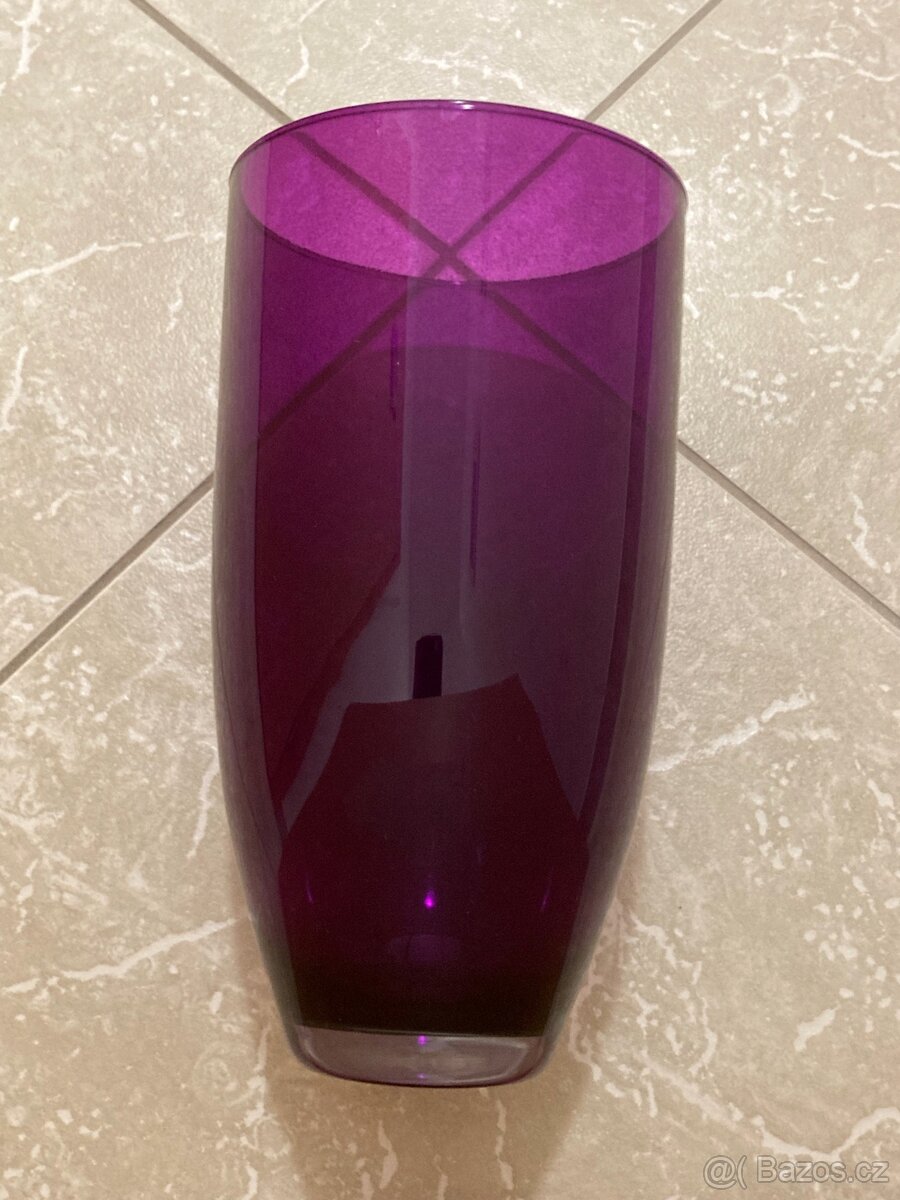 Váza fialová sklo 24cm