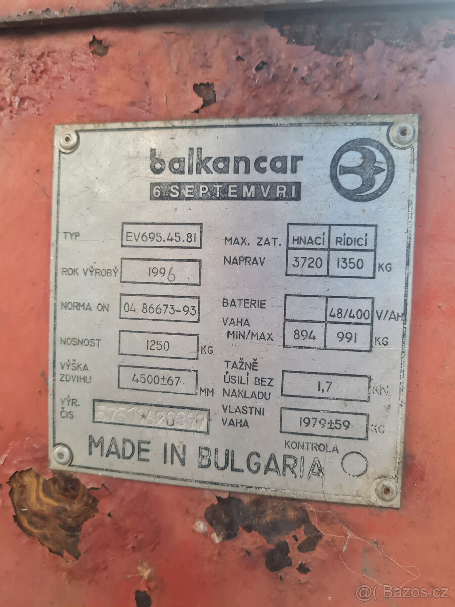 Prodám VZV Balkancar elektrický