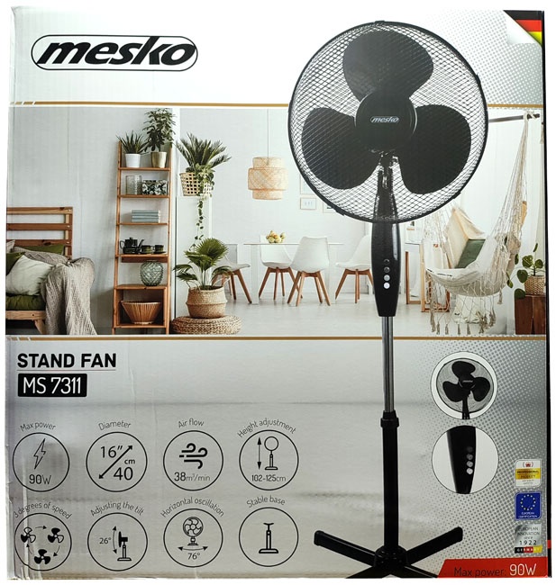 Stojanový ventilator o výkonu 90W průměr 40cm, otočná hlava