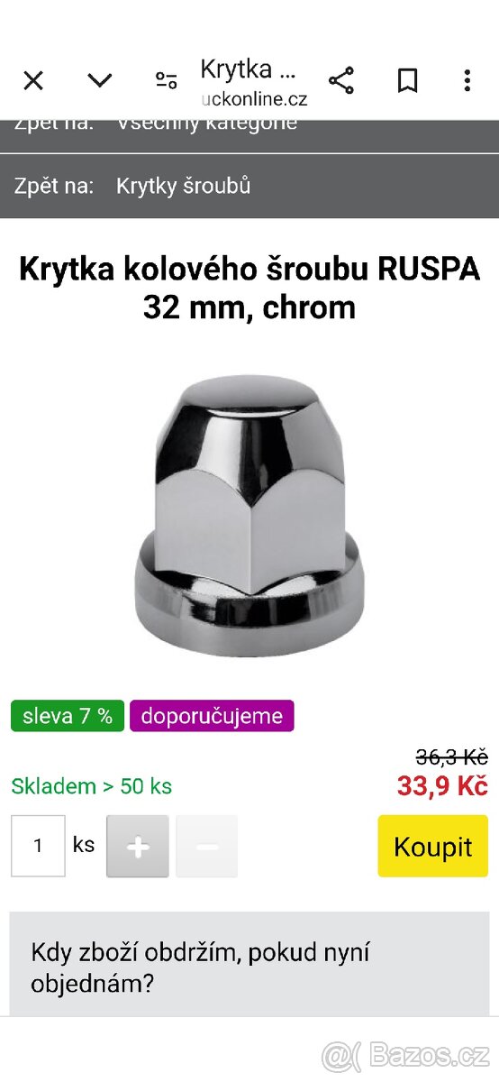 Kryty šroubů pro nákladní vozidla 32