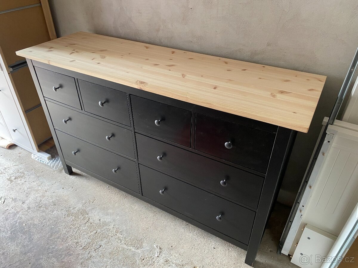 Komoda IKEA Hemnes s 8 zásuvkami - černohnědá
