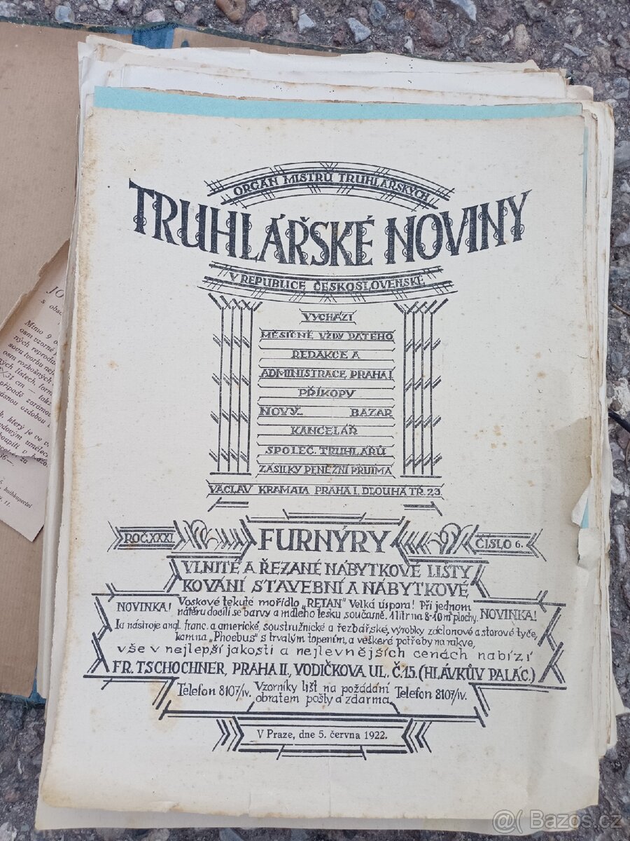 Staré truhlářské noviny rok 1922-1926