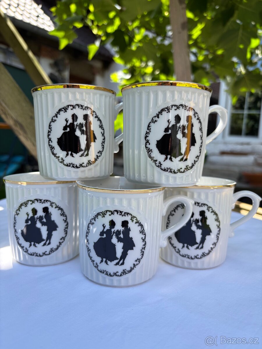 Retro porcelánové hrnky Czechoslovakia – sada 5 ks