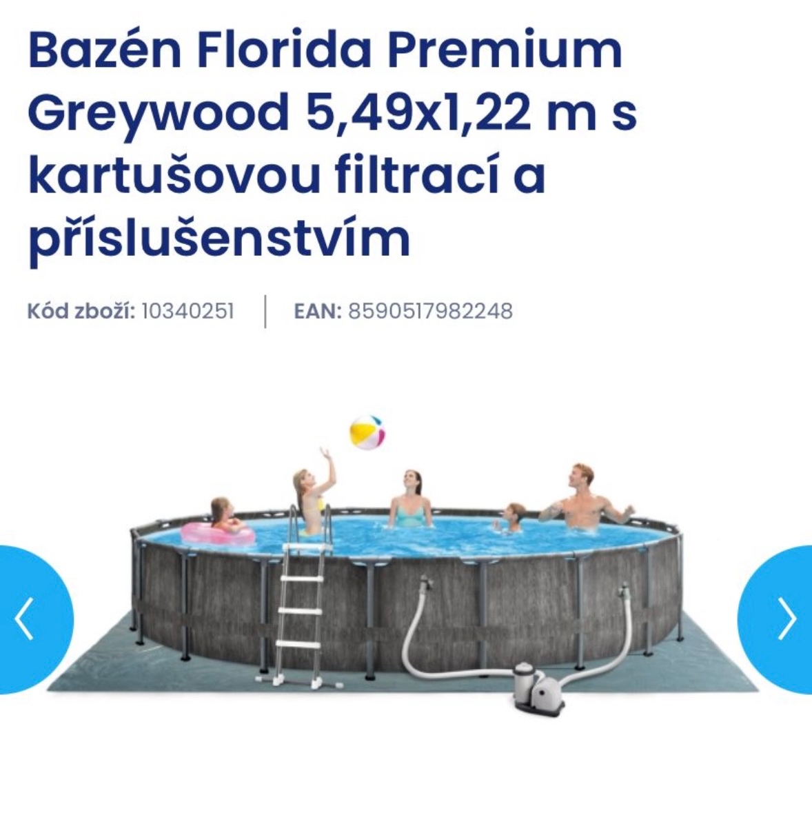Bazén s filtrací a příslušenstvím