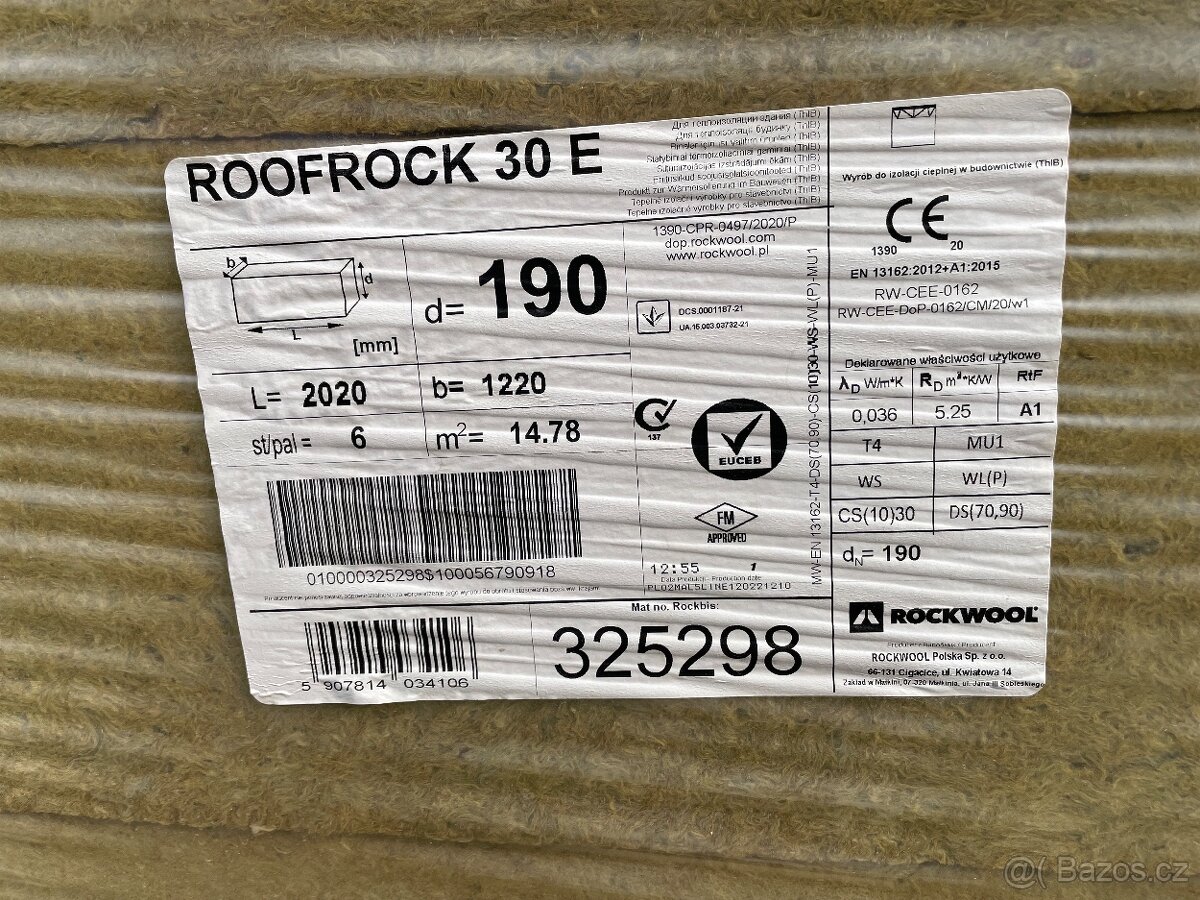 Rockwool Roofrock 30 E 190 mm - zateplení