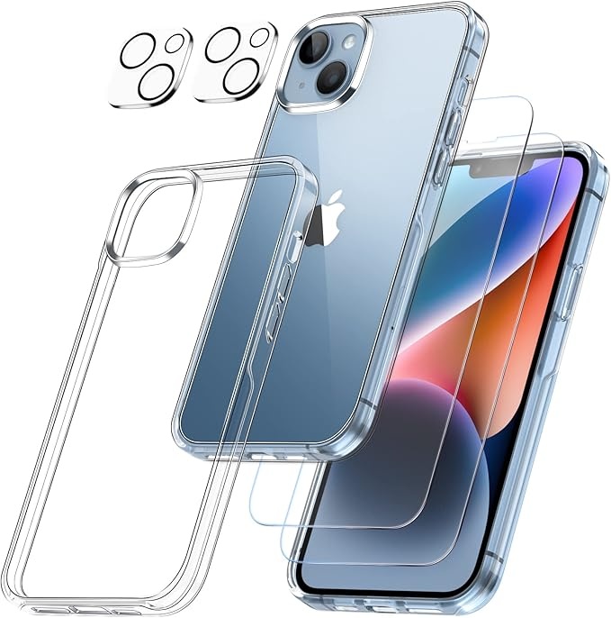 Pouzdro iPhone 14 průhledné s 2+2 tvrzenými skly PAL0100