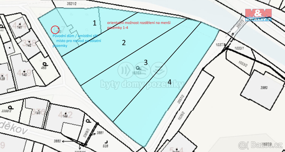 Prodej pozemku k bydlení, 4130m², Česká Třebová, ul.Bezděkov