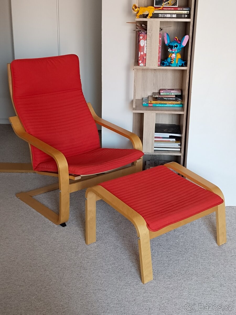 Křeslo IKEA POÄNG s podnožkou