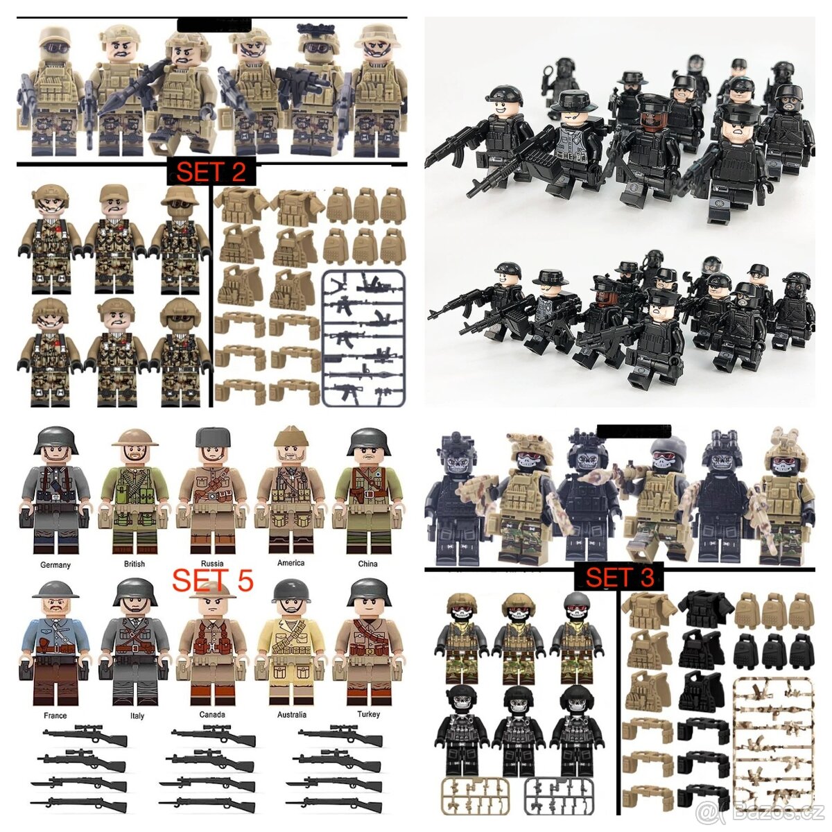 Rôzne sety vojakov (8ks) - typ lego, nové, nehrané