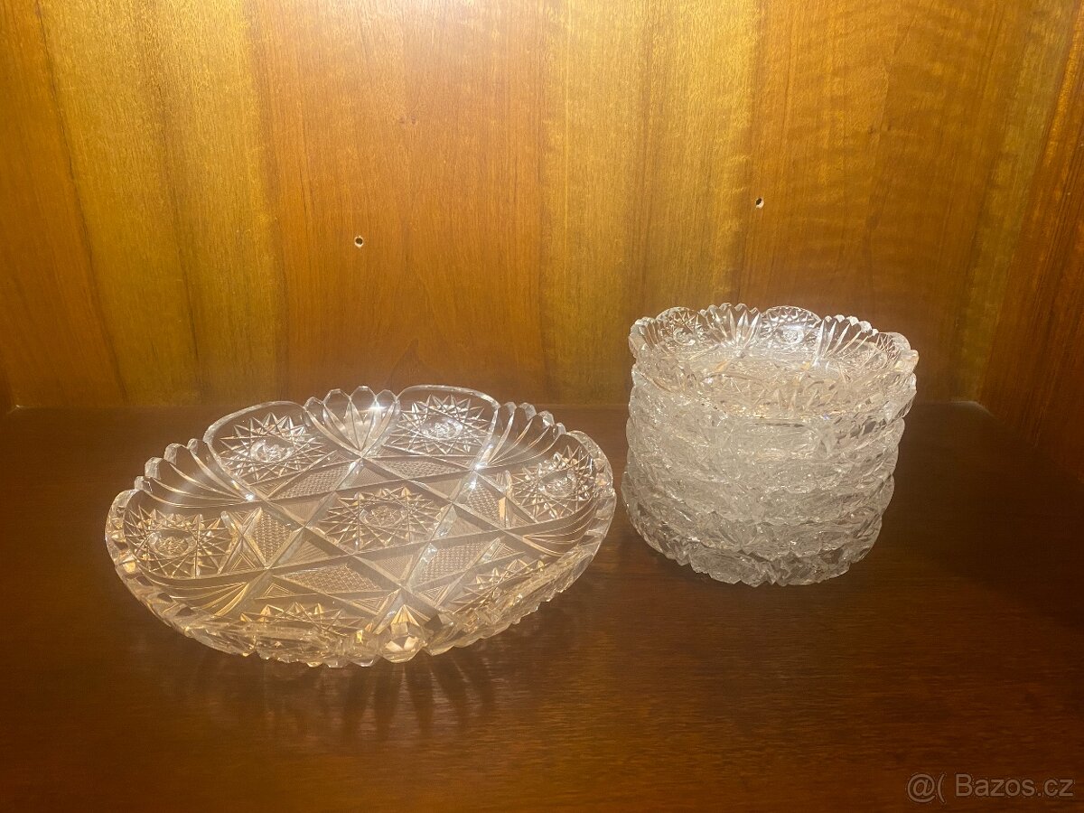 Sada broušených misek Bohemia Crystal