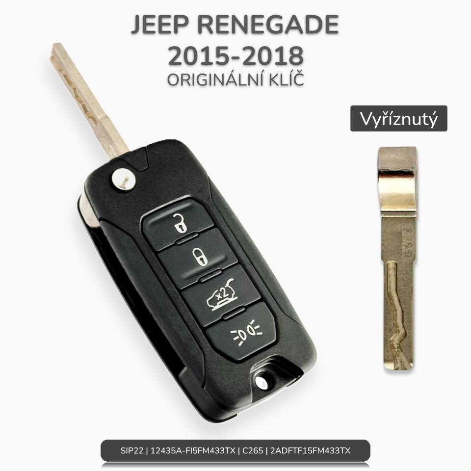 Originální JEEP RENEGADE 2015-2018 Dálkový klíč Vyříznutý