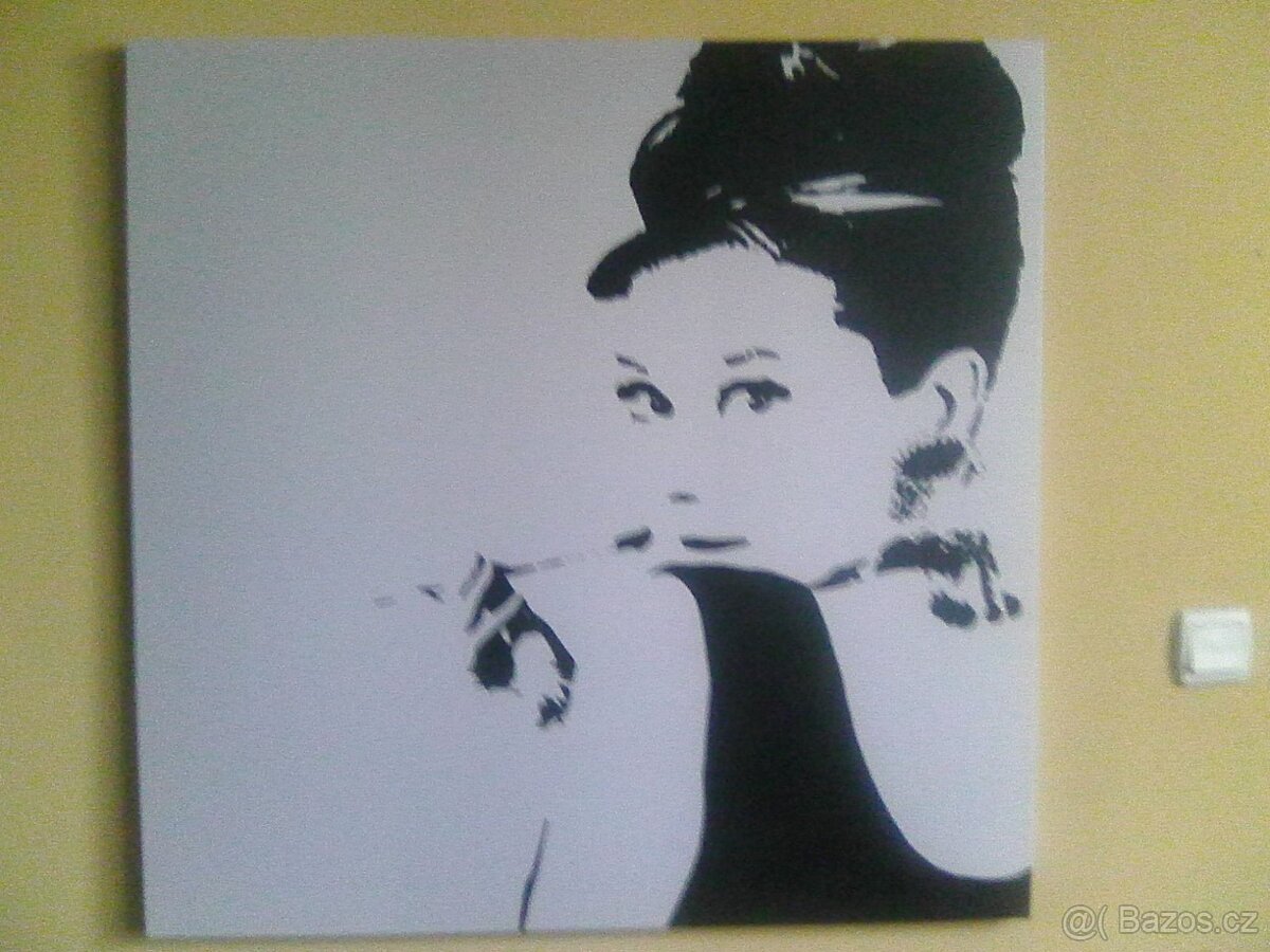 Design dekorativní obraz, Audrey Hepburn, rozměr: 900x900mm
