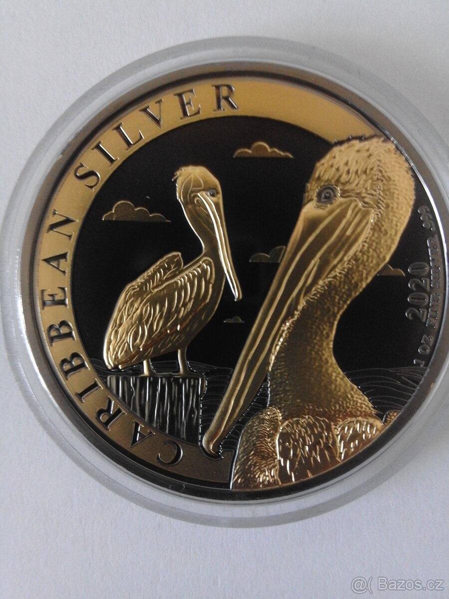 Stříbrná mince s rutheniem a zlatem , číslováno