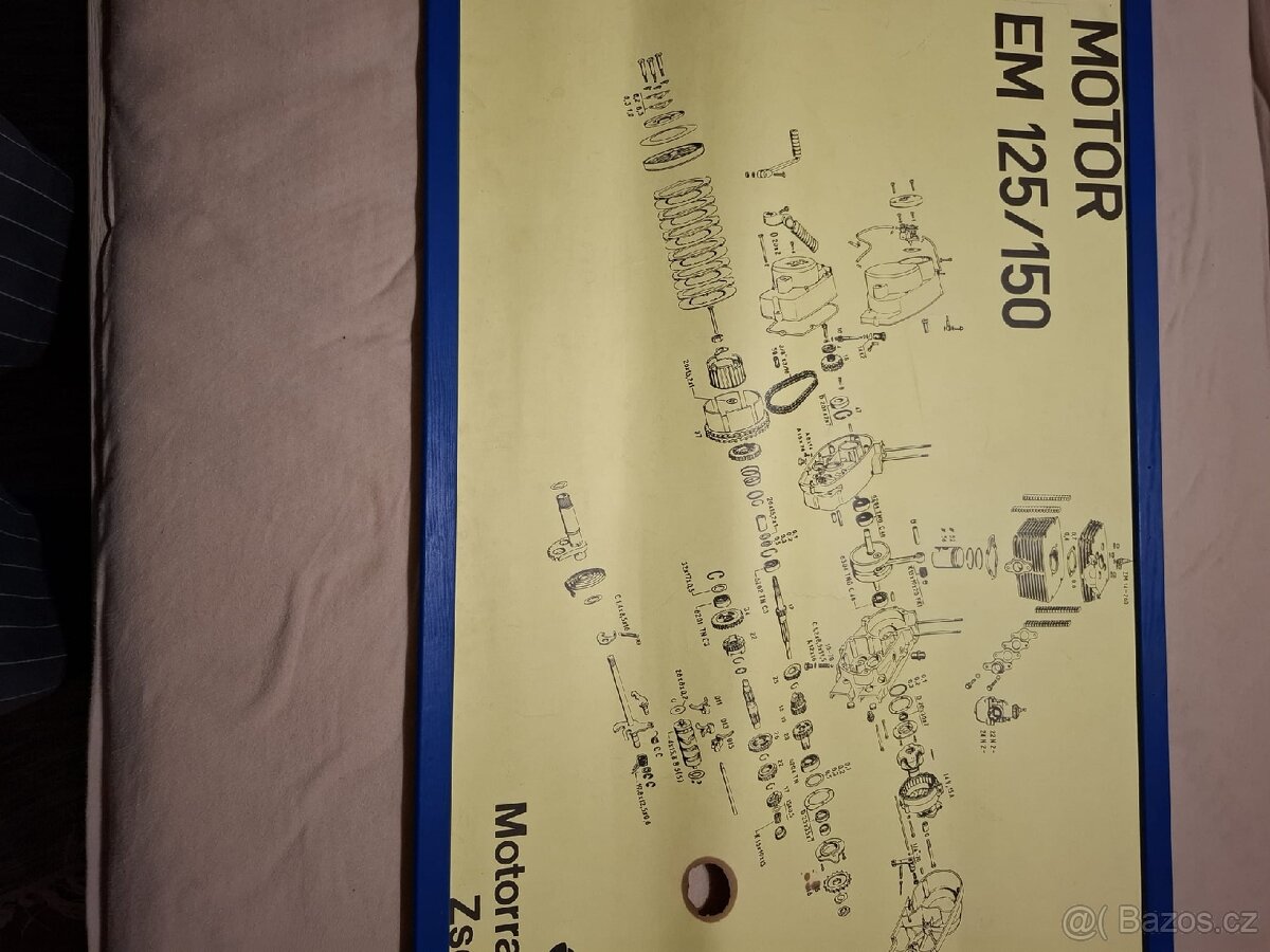 Schema konstrukce motoru MZ 125/150, MZ 251/301