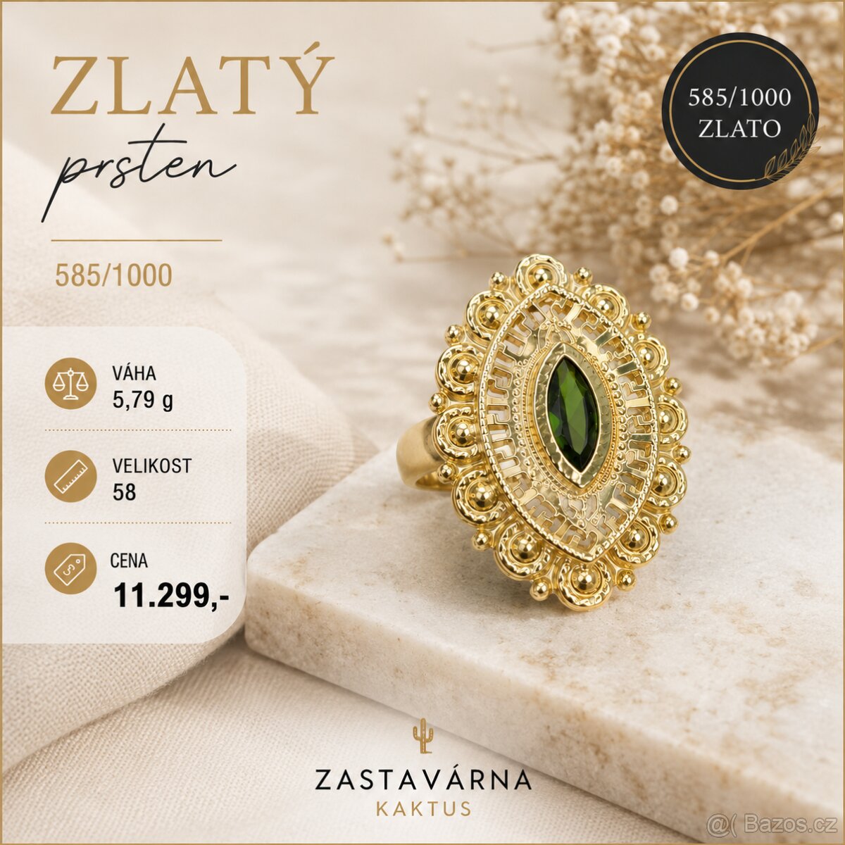 Zlatý prsten 14K 585/1000