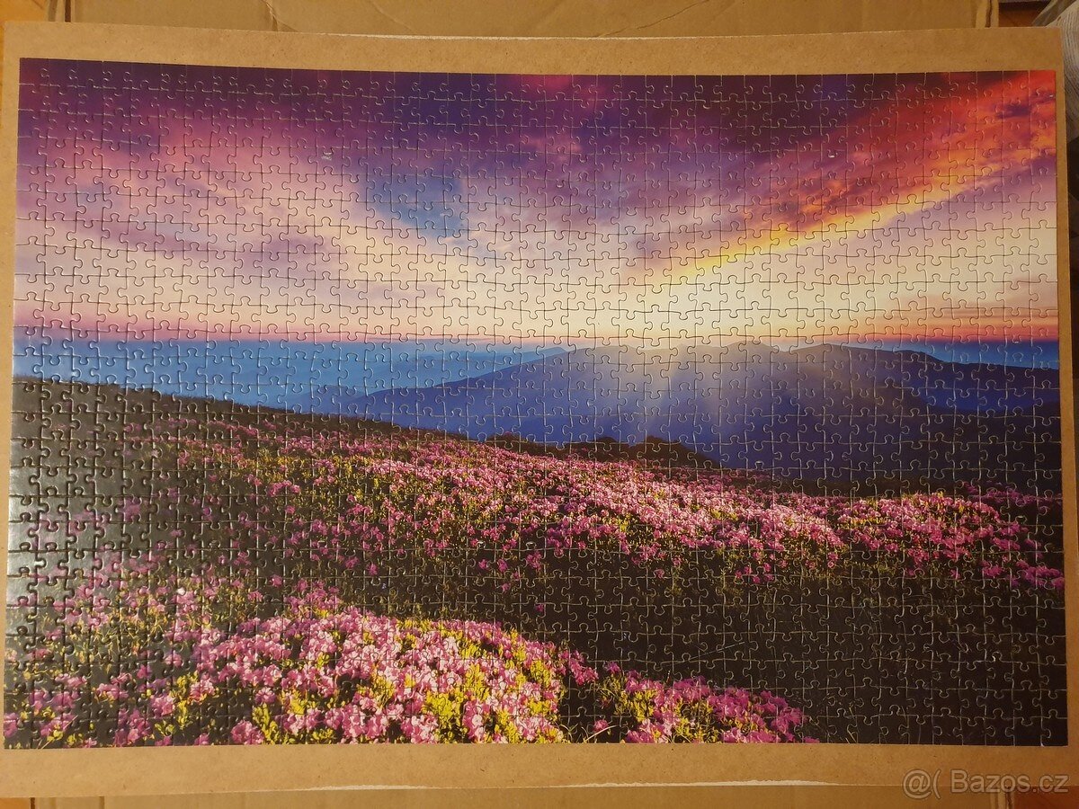 Složené puzzle obraz krajina květiny svítání 1000