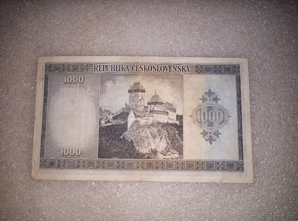 KUPTE SI nebo Jí KARLŠTEJN 1000 kčs 1945 vzácná, první sér