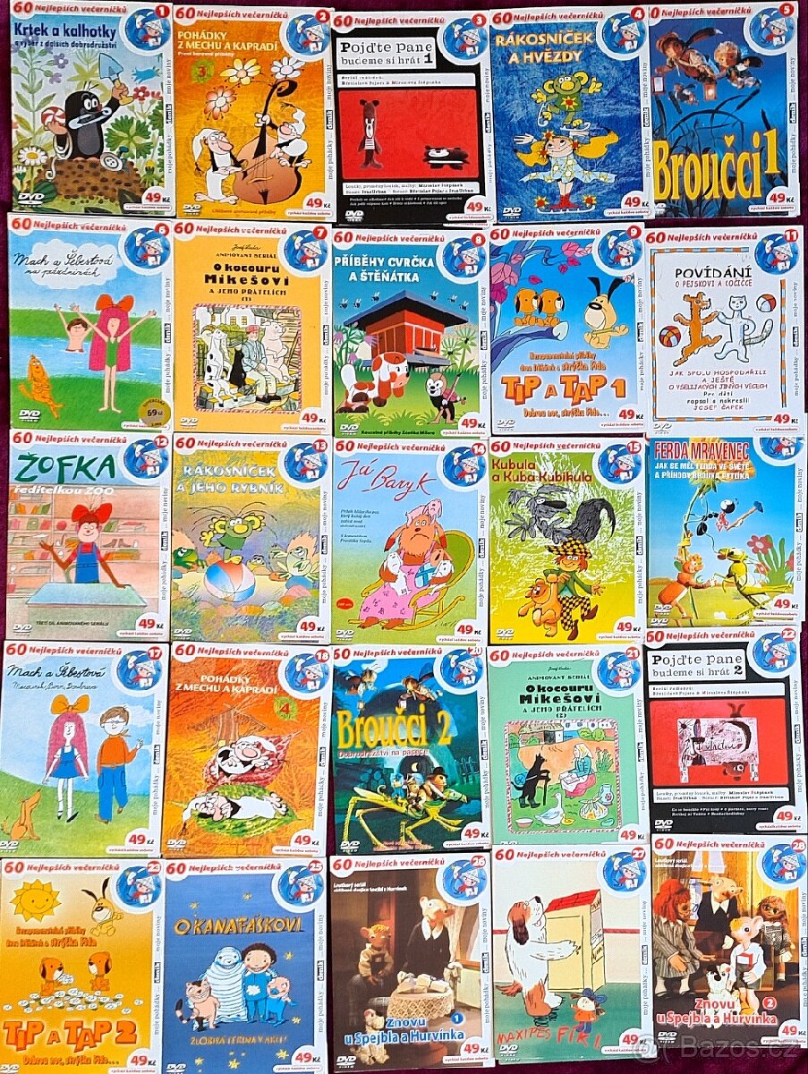 60 nejlep. večerníčků a 60 nejlep. pohádek na DVD cena za ks