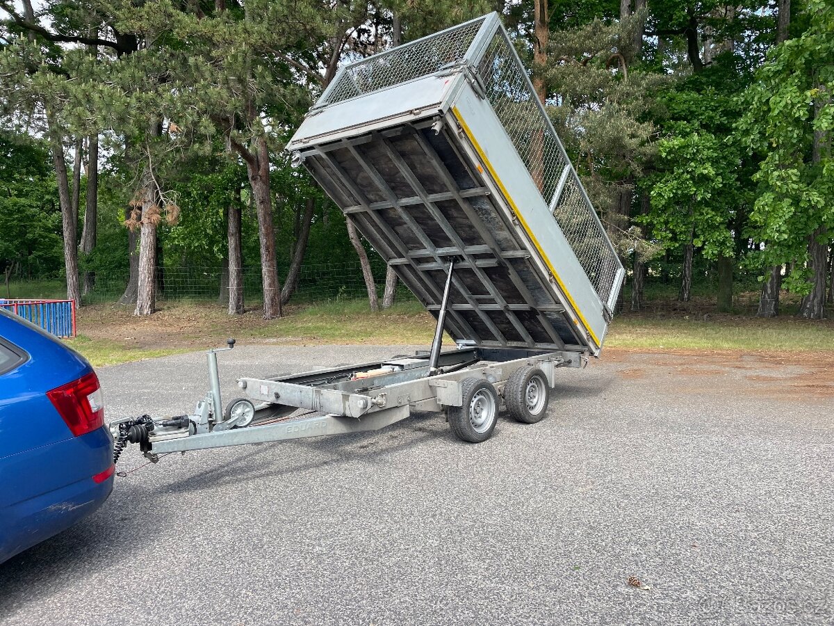 Bržděný , elektrický, třístranný sklápěč s klecí, 3000 kg