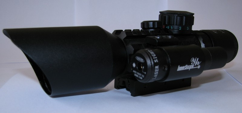 Puškohled krátký s laserem 3-10x42