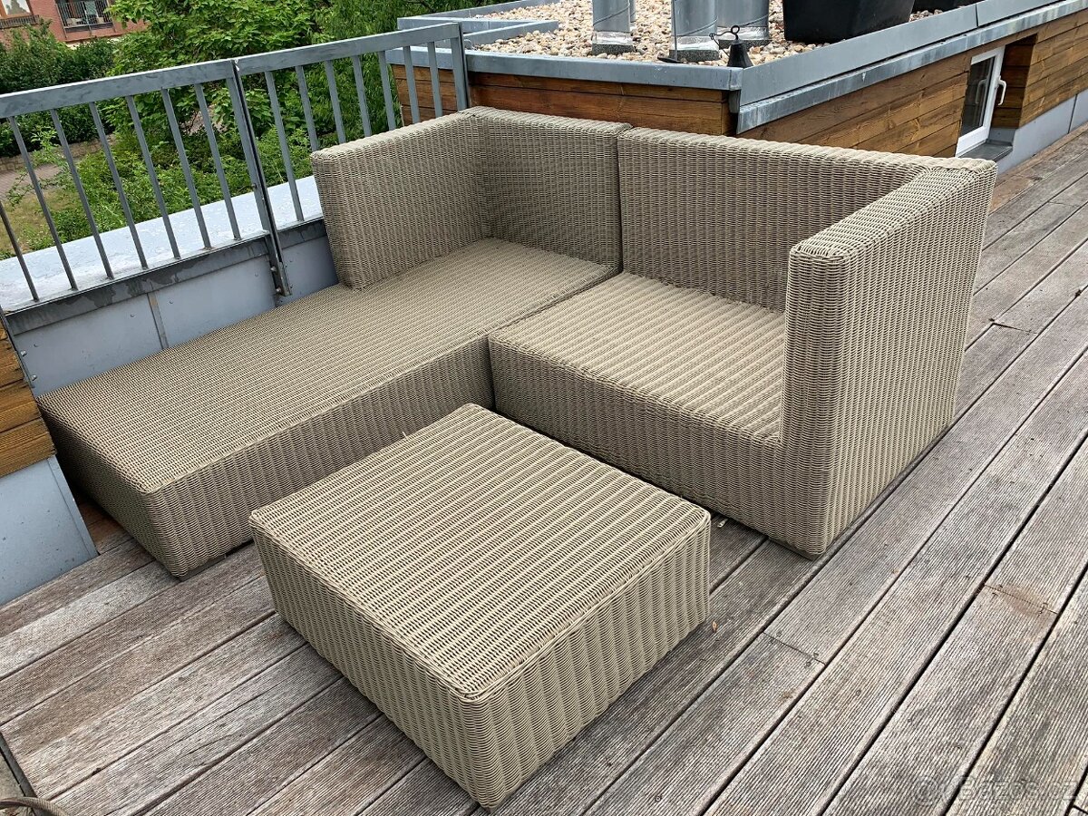 Venkovní sedací ratanová souprava béžová