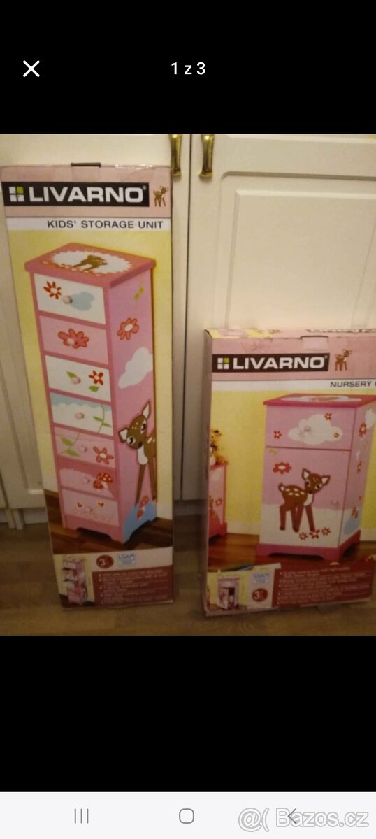 Komoda a noční stolek pro holčičku, růžová
