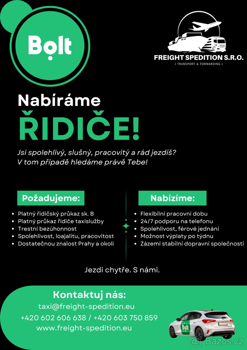 Řidič pro Bolt s vlastním vozem