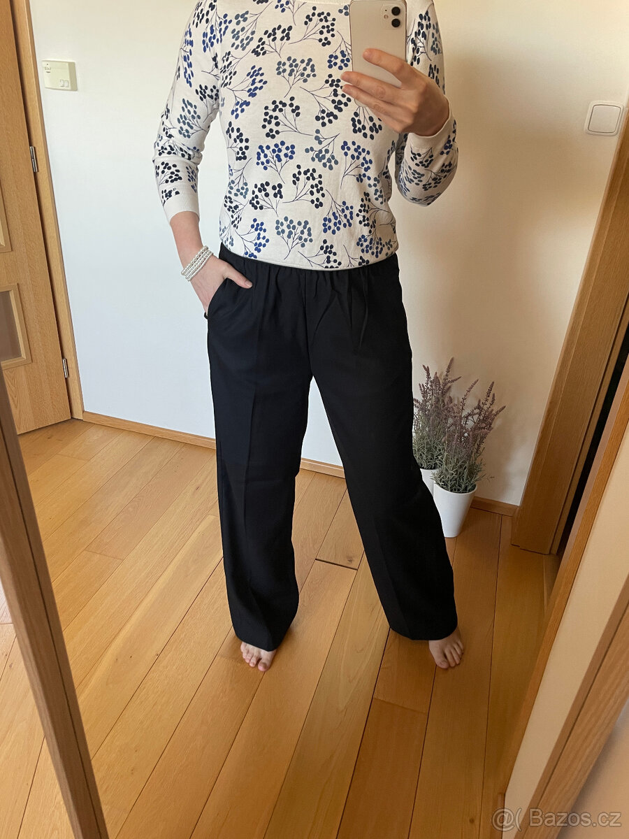 Černé elegantní volné kalhoty s příměsí vlny Gant, vel. 40