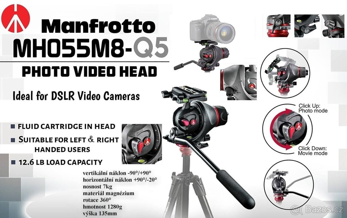 MANFROTTO MH055M8-Q5 inovativní hlavanosnost:7KG