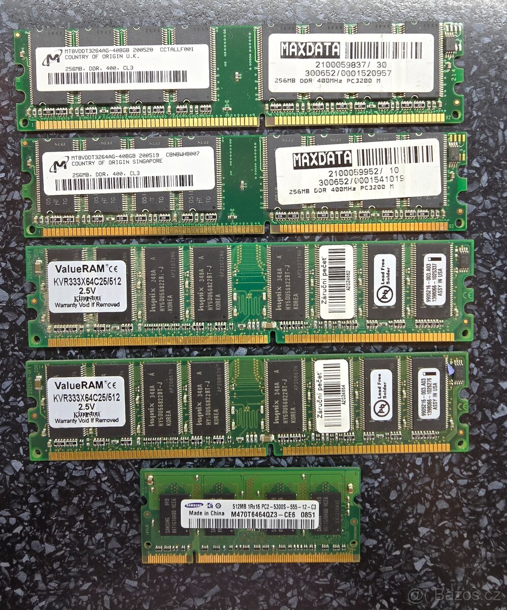 DDR2 Ramky 256MB, 512MB