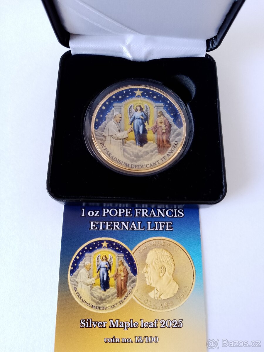 Stříbrná mince papež František věčný život , 1 oz