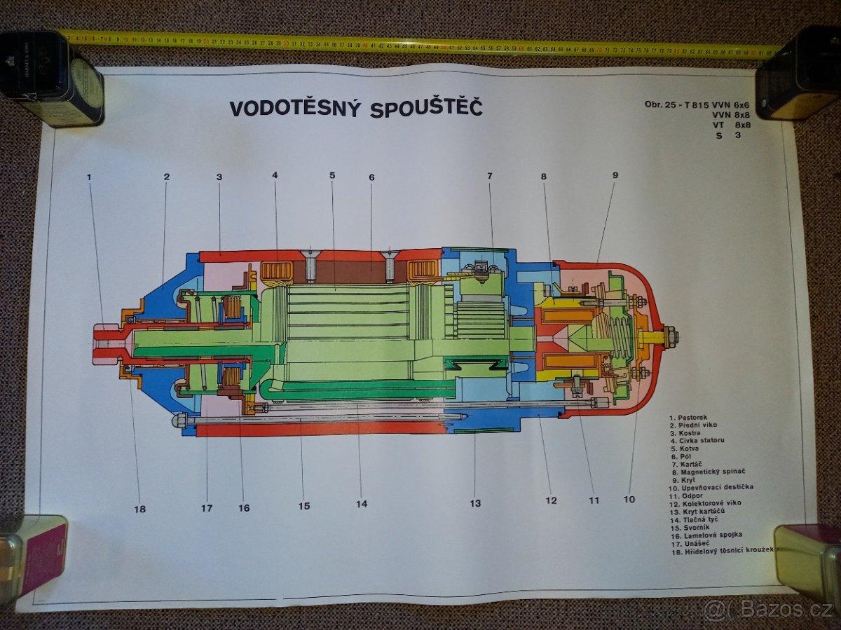 Schéma plánu vodotěsného spouštěče Tatra T 815