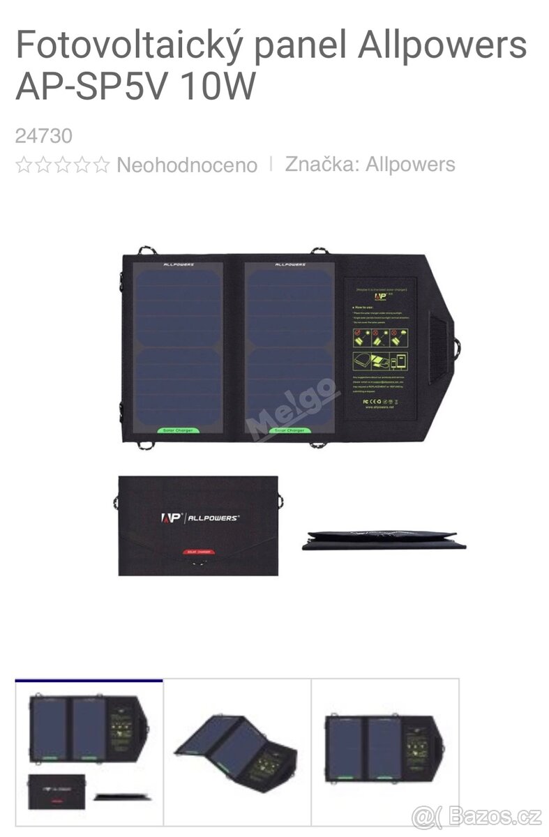 Skládací solární panel Allpowers - solární nabíječka