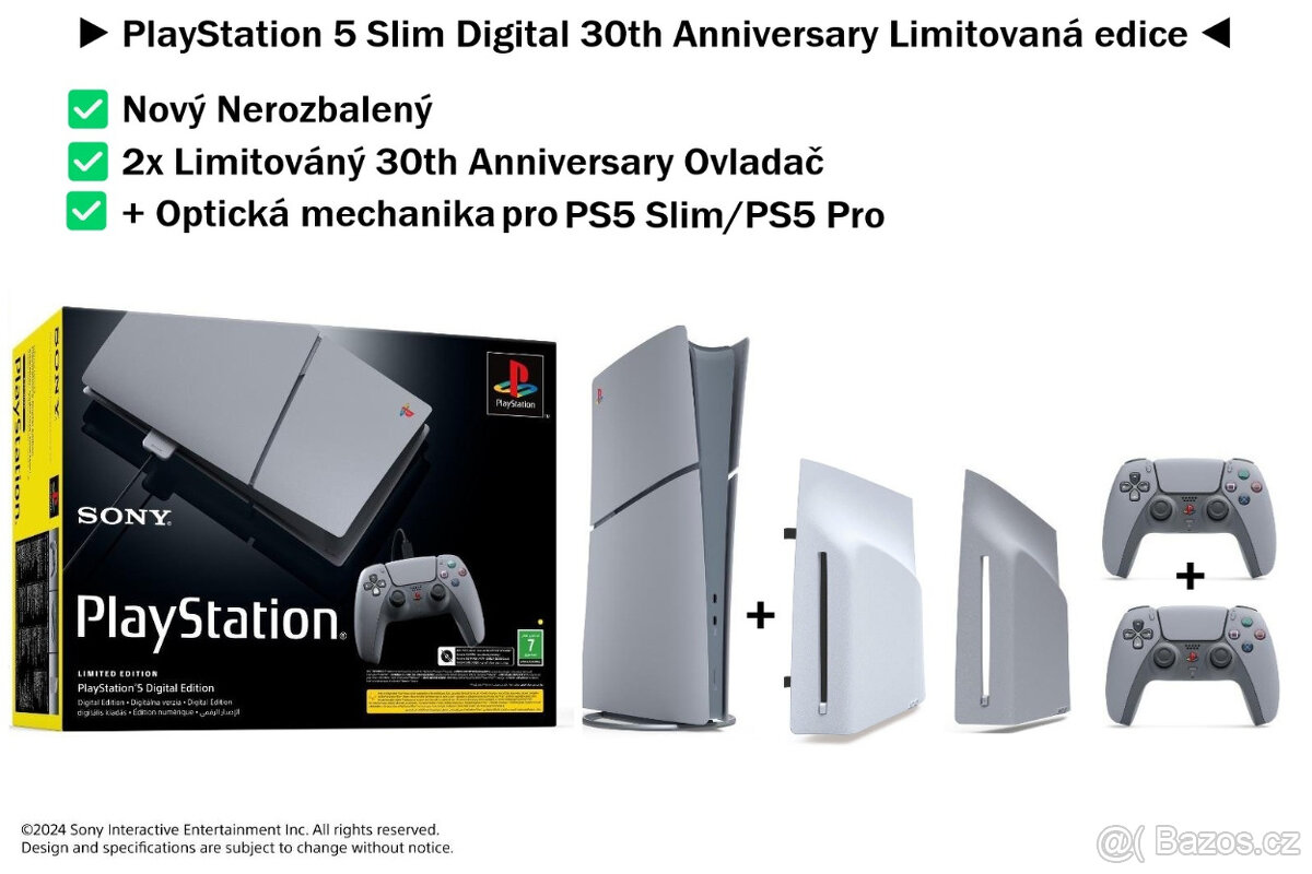 PS5 Slim 30th Anniversary Limitka s mechanikou + 2x Ovladač