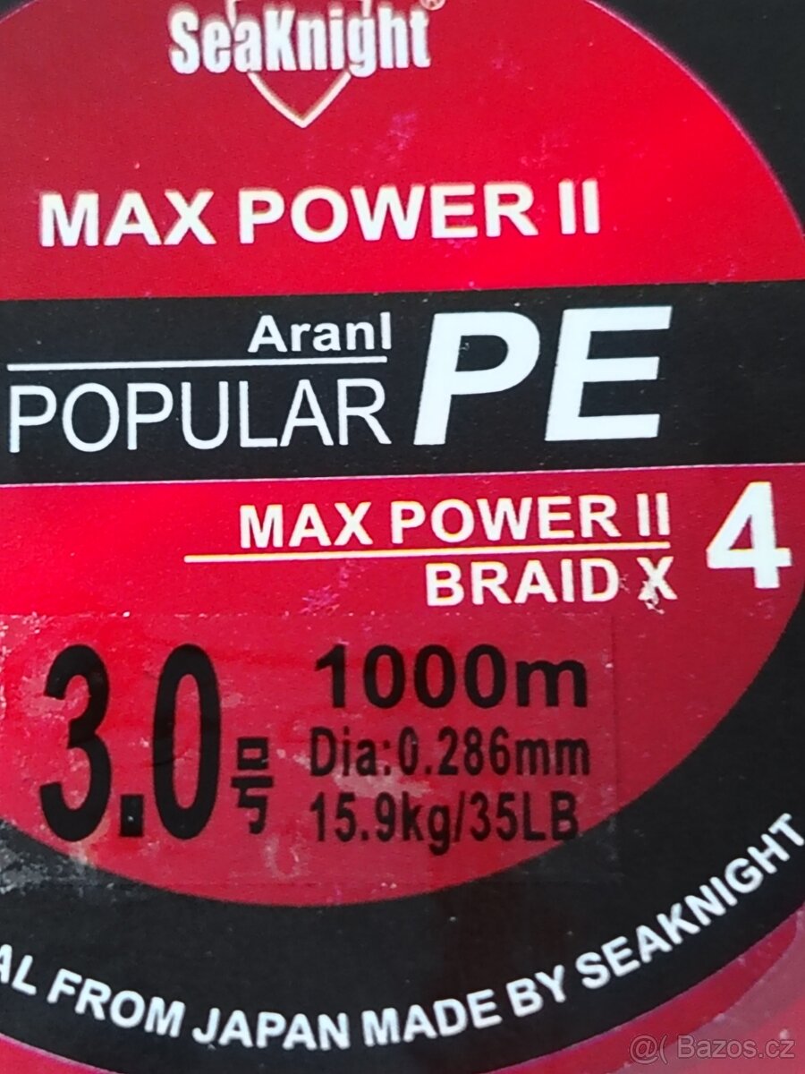 1000 metrů PLETENÁ ŠŇŮRA - 0,286 mm - 35lb.