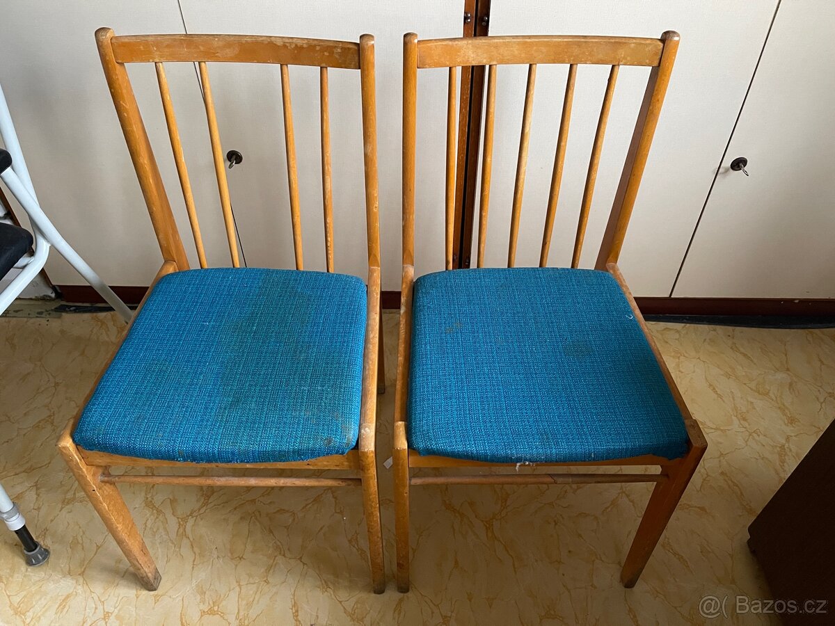 Retro staré židle modré 2 ks