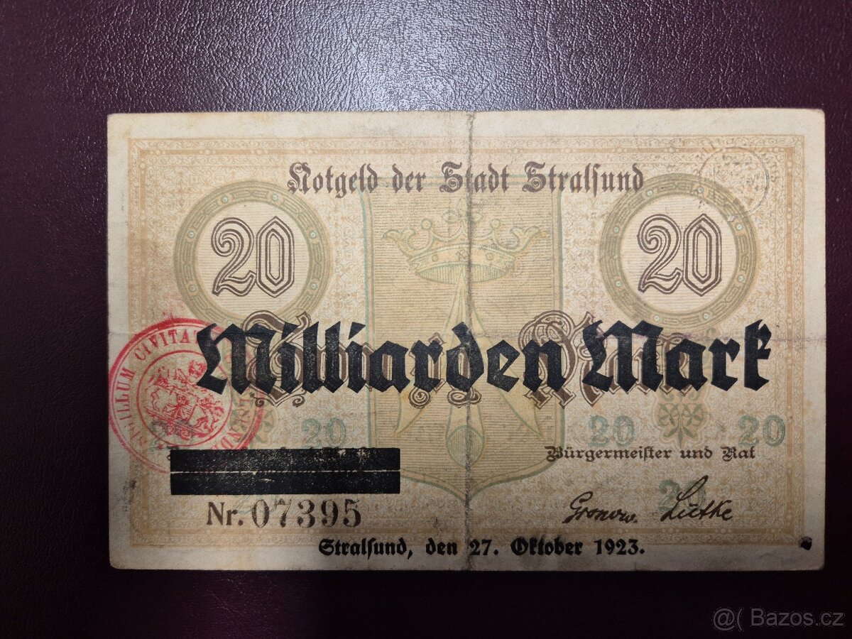 Bankovka 20 miliard Marek 1923