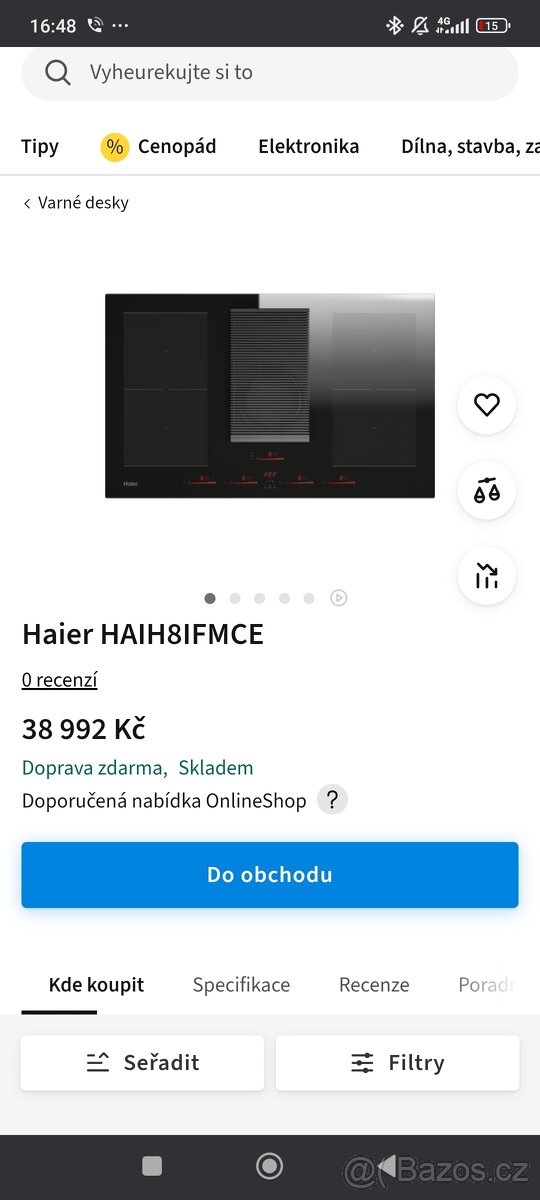 Indukční deska s odsáváním
