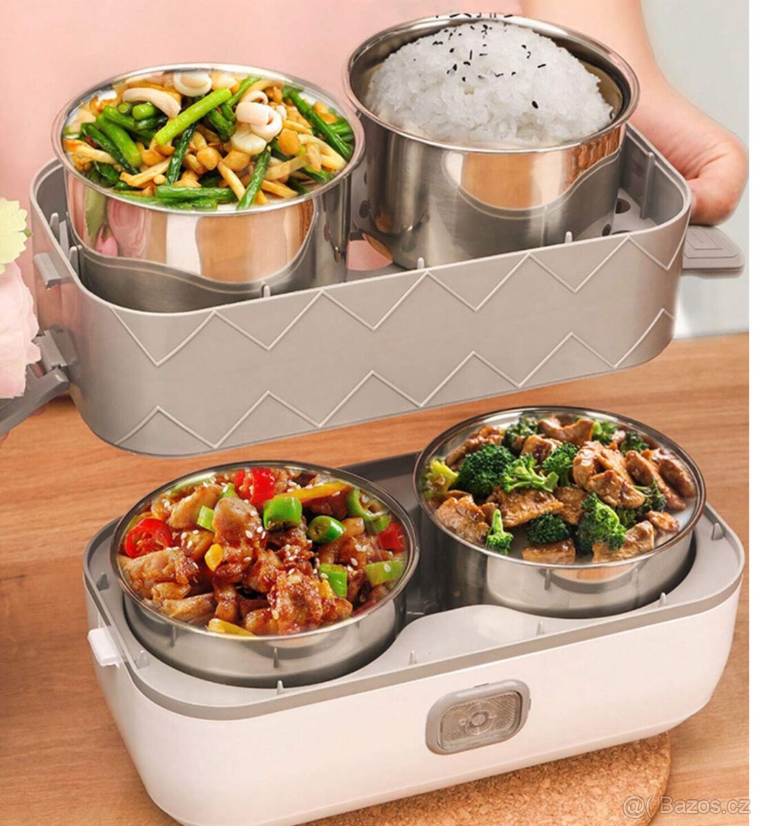 Přenosný ohřívací box čtyři nerez nádoby, obsah 2L