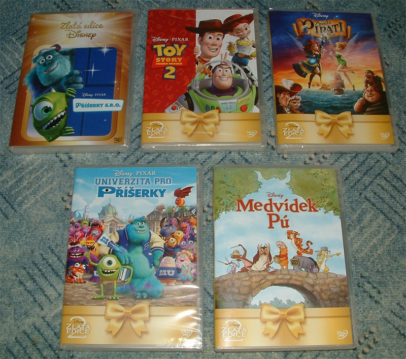 DVD - 5x - Disney - Kromě jednoho DVD jsou nové, zabalené
