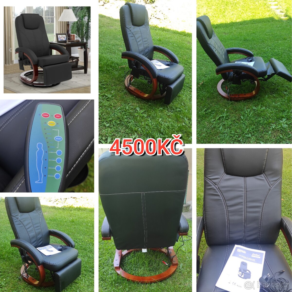 Relaxační polohovatelné masážní křeslo s vyhříváním