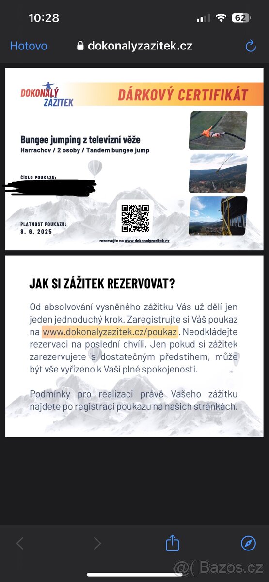 Bungee jumping z televizní věže pro 2 osoby