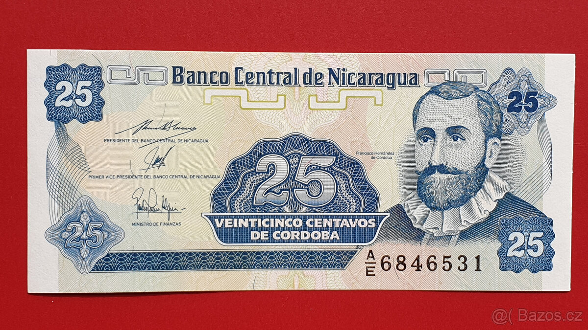 Bankovka NIKARAGUA 25 Centavos rok 1991 stav UNC