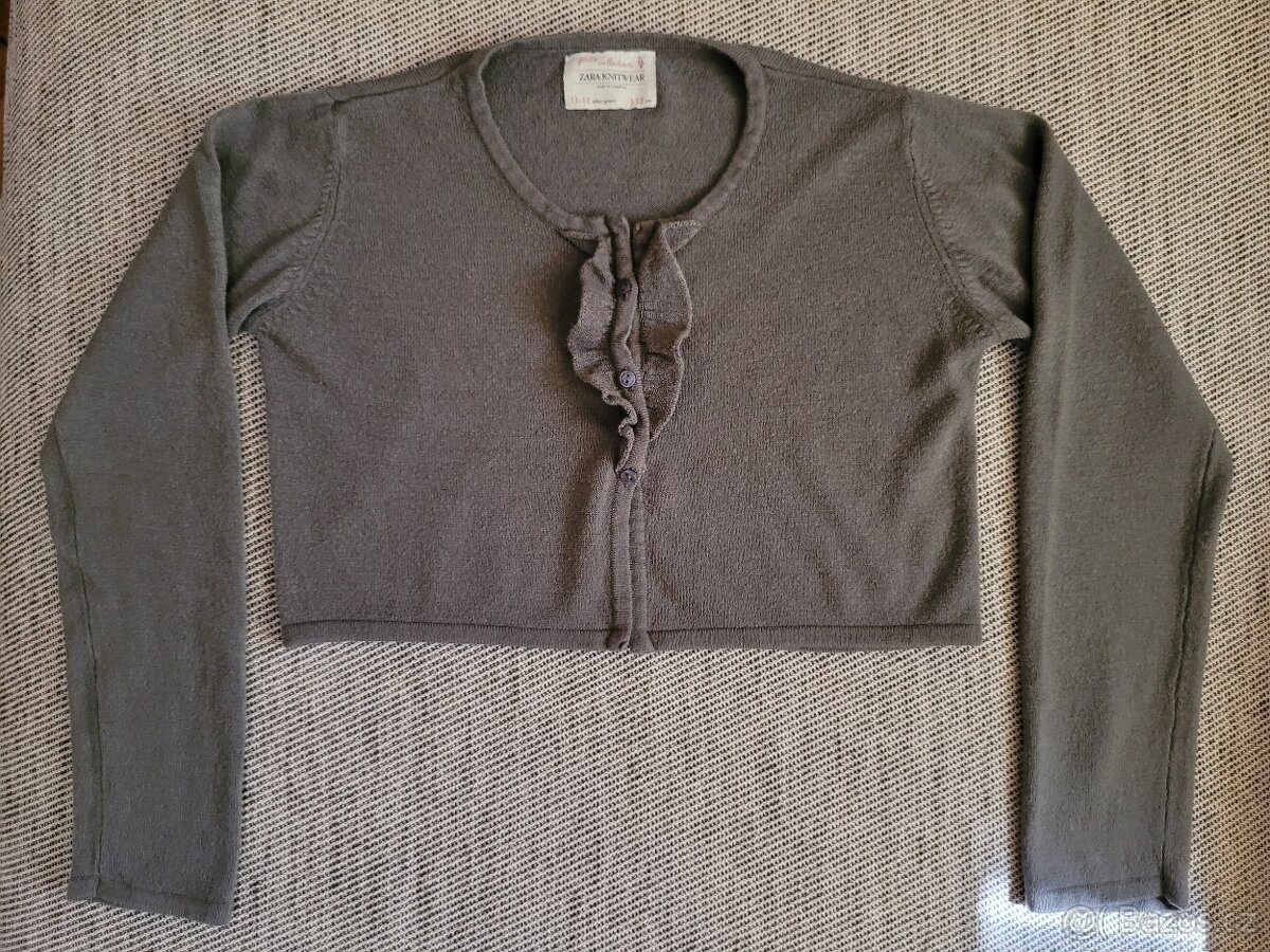Dívčí šedý bolero svetr zn. Zara, vel. 146-152