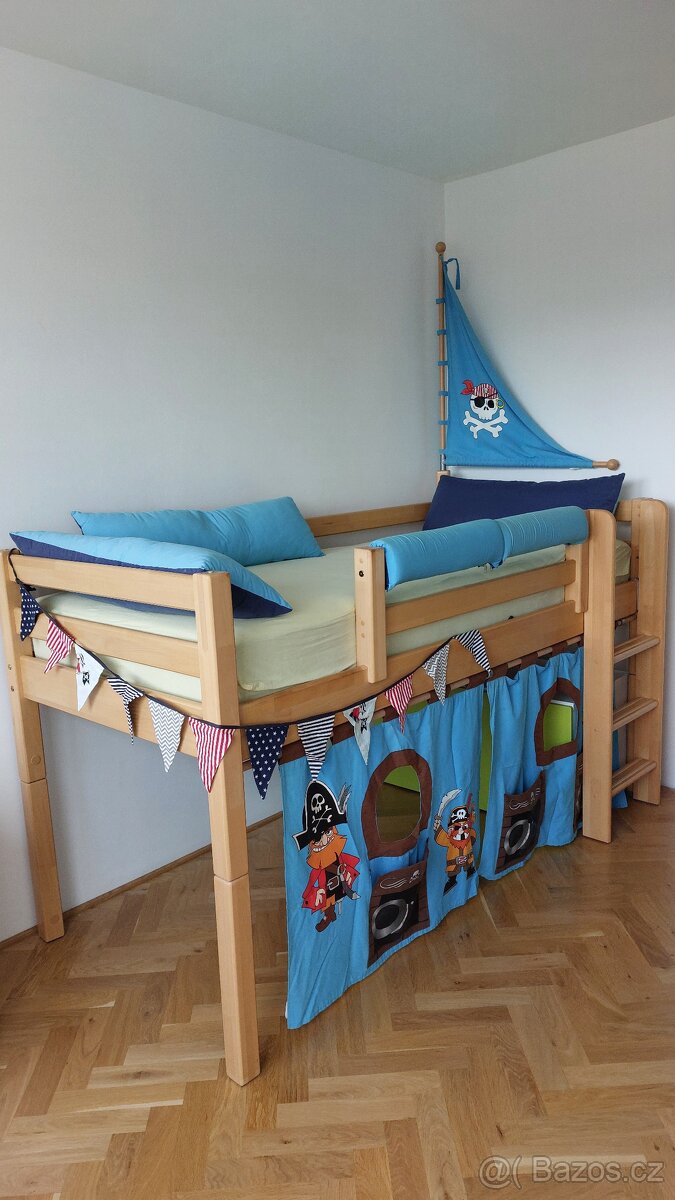 Vyvýšená postel Domestav buk cink