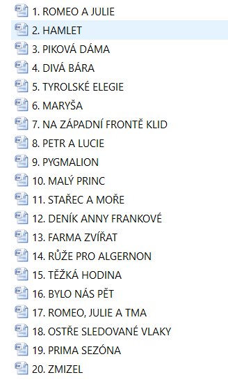 Maturitní otázky - ČJ, AJ, PSYCHOLOGIE, OŠETŘOVATELSTVÍ